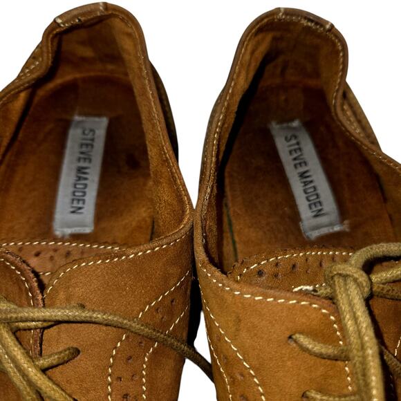 Steve Madden 11B Suede Oxford Brown Men's Dress Shoe 11 B width - Picture 5 of 8